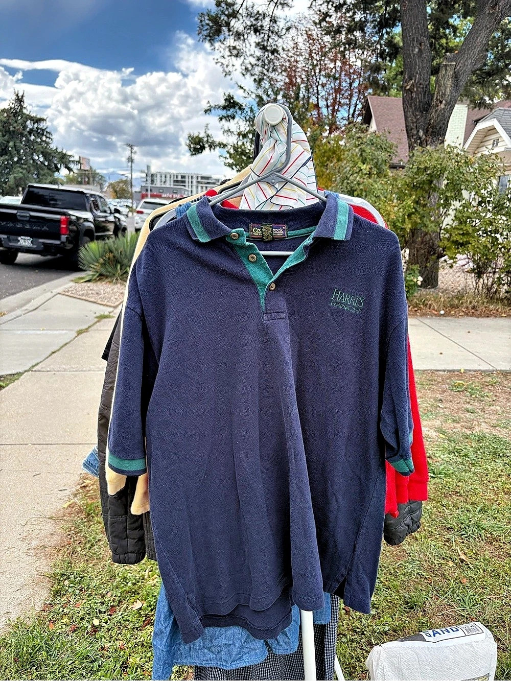 Cross Creek Color Block Polo Blue & Green XXL